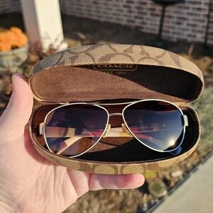 Coach Legacy Striped Aviator Sunglasses